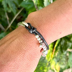 Semi-rigid bracelet in leather and silver, model CAR, UNISEX, Handmade jewelry, for women, friends, original by obbvius