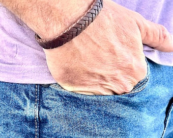 Bracelet in silver and leather, for Men, boho bracelet, Spanish leather, UNISEX CHEROKEE MODEL, braided skin, handmade jewelry