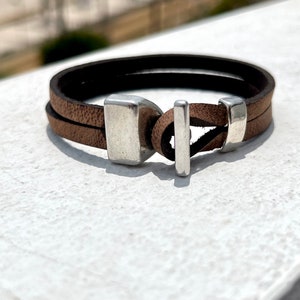 unisex, leather and silver bracelet, original bracelet, ANCL MODEL, friend gift, original design by OBBVIUS, men, handmade jewelry,