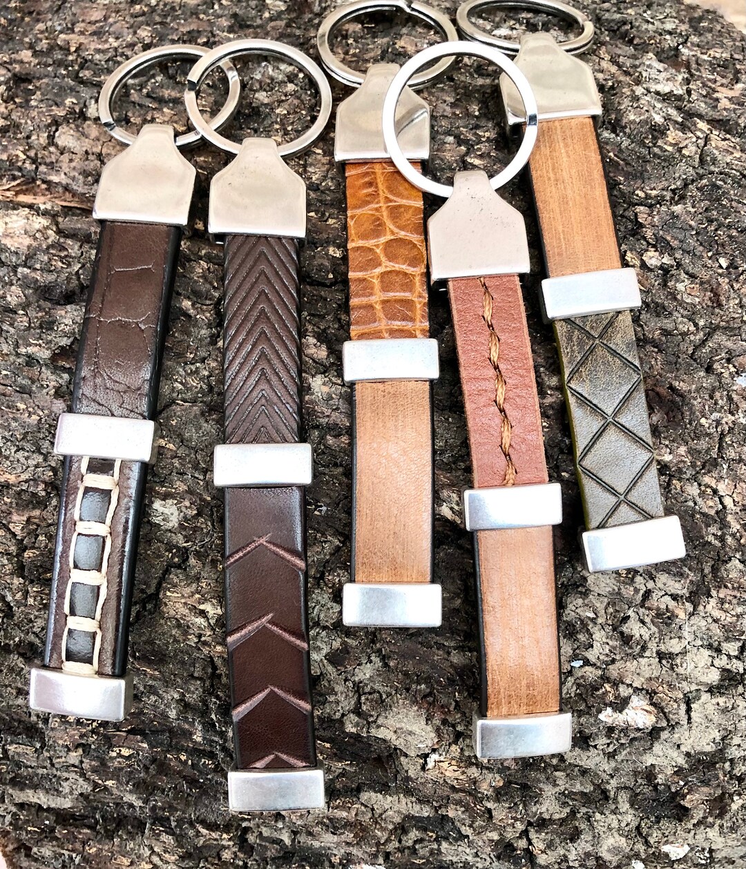 MEN'S LEATHER KEYCHAIN, Leather and Silver, Original Keychain, Friends