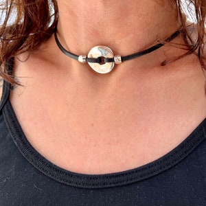 O-ring choker necklace, leather CHOKER, choker necklace, silver, classic choker, MOD. DDM, handmade jewelry