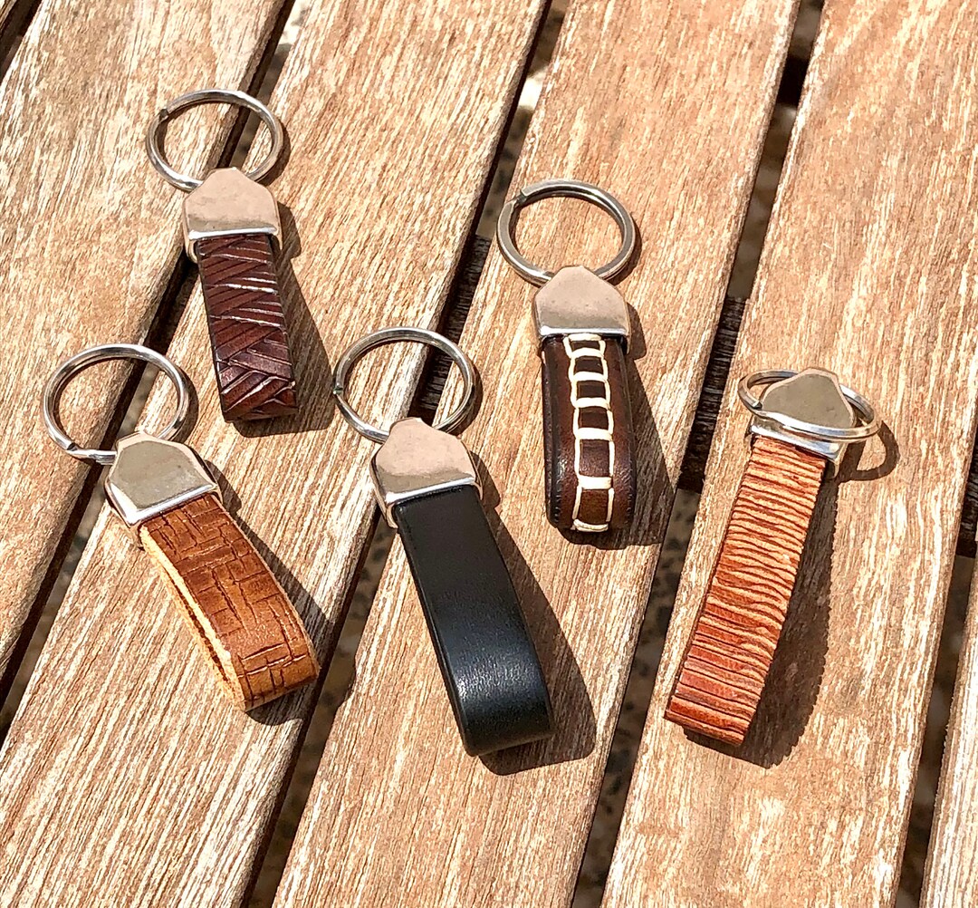 MEN'S LEATHER KEYCHAIN Leather and Silver Unisex Etsy