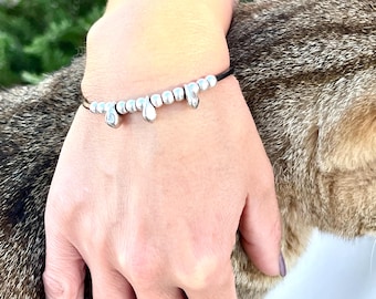 Bracelet in silver and leather, different colors, women's leather bracelet, Spanish authentic leather, FILO MODEL, handmade jewelry