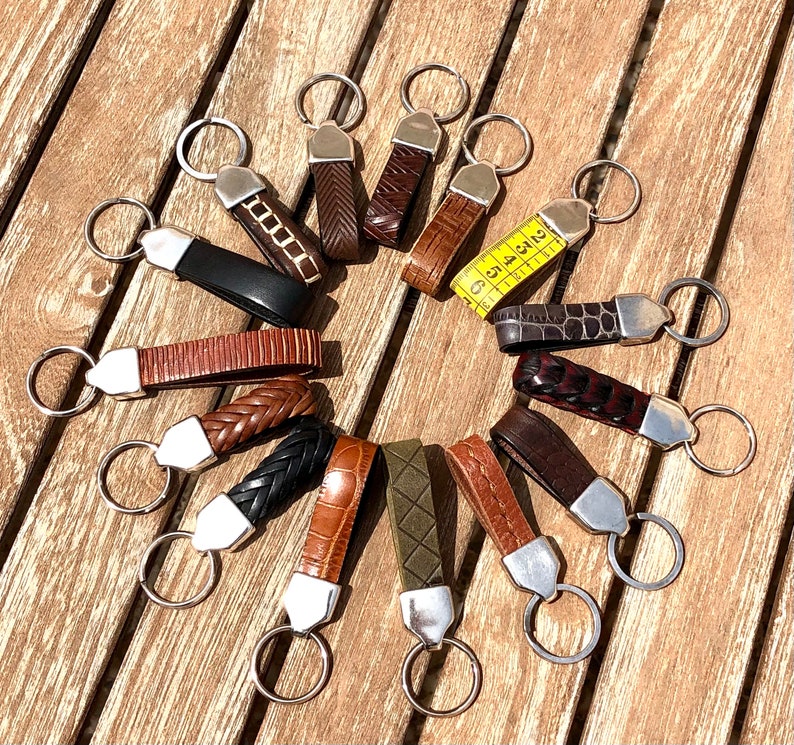MEN'S LEATHER KEYCHAIN Leather and Silver Unisex Etsy