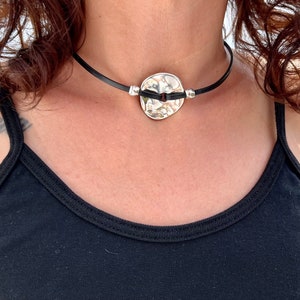 O-ring choker necklace, leather CHOKER, choker necklace, silver, classic choker, MOD. DDG, handmade jewelry