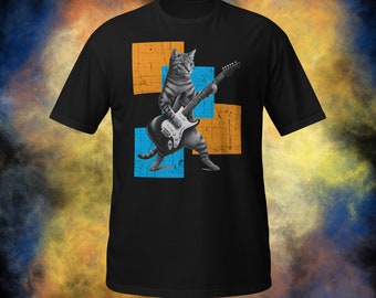 Tabby Cat Rock Star Guitarist T-Shirt - The Ultimate Tee for Cat & Guitar Lovers