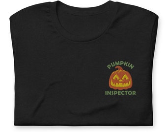 Pumpkin Inspector Embroidered Jack o' Lantern Unisex t-shirt