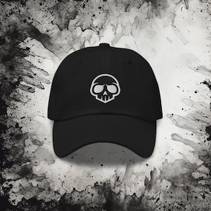 Modern White Embroidered Skull Baseball Hat - Choose Your Color, Edgy Gothic Accessory, Unisex Spooky Fashion Cap