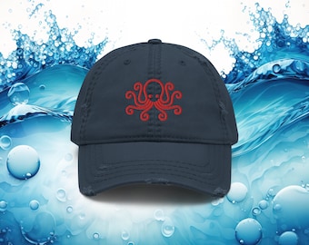 Octopus Distressed Baseball Hat