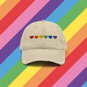 LGBT+ Gay Pride Flag Embroidered Heart Baseball Hat