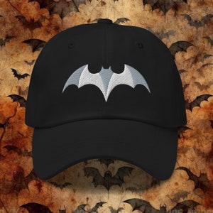 Embroidered Bat Baseball Hat - Two-Tone Baseball Dad Cap for Gothic Style, Nature Lovers - Available in Multiple Colors