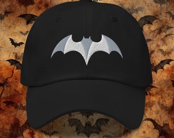 Embroidered Bat Baseball Hat - Two-Tone Baseball Dad Cap for Gothic Style, Nature Lovers - Available in Multiple Colors