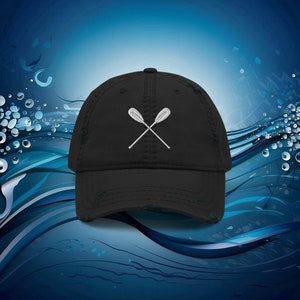 Rowing Crew Embroidered Oars Vintage-Inspired Distressed Baseball Hat  – Perfect for Rowing Enthusiasts, Casual Wear, Rowers Gift