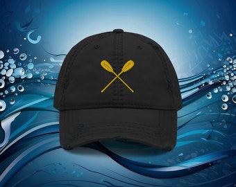 Rowing Crew Gold Embroidered Oars Vintage-Inspired Baseball Hat – Perfect for Rowing Enthusiasts, Casual Wear, Rowers Gift