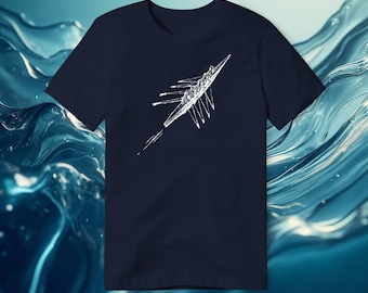 Rowing Crew Sketched in White T-Shirt