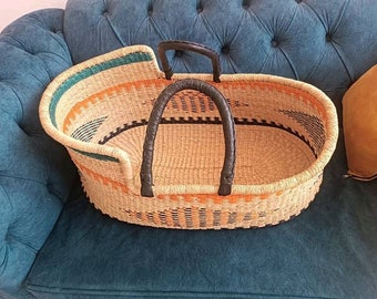 New mother's gift basket Unique Basket Bolga basket Hand woven basket New Mum's gift come with free leather sandal