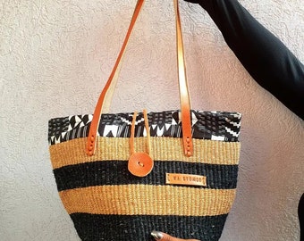 Sisal woven Tote bag African woven shoulder bag Mum's gift African sisal bag laptop bag