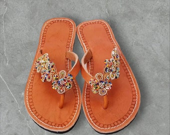 Beaded leather sandals Beaded sandals for ladies Gift for her Made of beads and pure leather African sandals Summer shoes