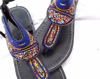 Beaded Leather sandals Beaded sandals leather beaded sandals ladies sandals trends women footwear summer sandals open shoes Maasai sandals