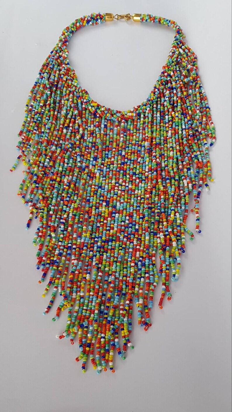 African Beaded Necklace Maasai Beaded Necklace African necklace Summer necklace image 3