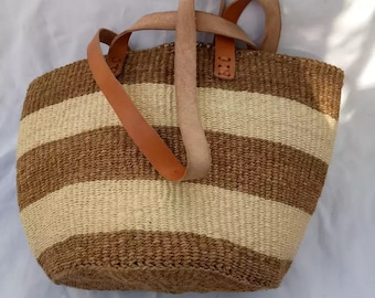 Tote bag sisal woven Tote bag African hand woven kiondo Maasai kiondo Gift for her