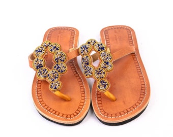 Beaded leather sandals Masaai open shoes Ladies quality leather sandals Beach sandals Hand made quality leather sandals