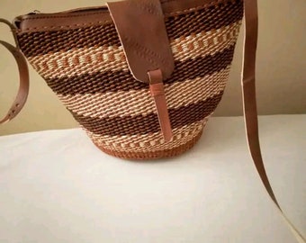 Sisal woven shoulder  bag sisal woven Tote bag African hand woven kiondo Maasai kiondo Gift crossbody bag for her