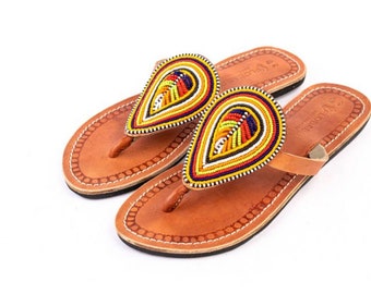 Masai sandals Gladiator sandals Open shoes for ladies Summer shoes Beaded leather sandals Women shoes Beach sandals Maasai sandals