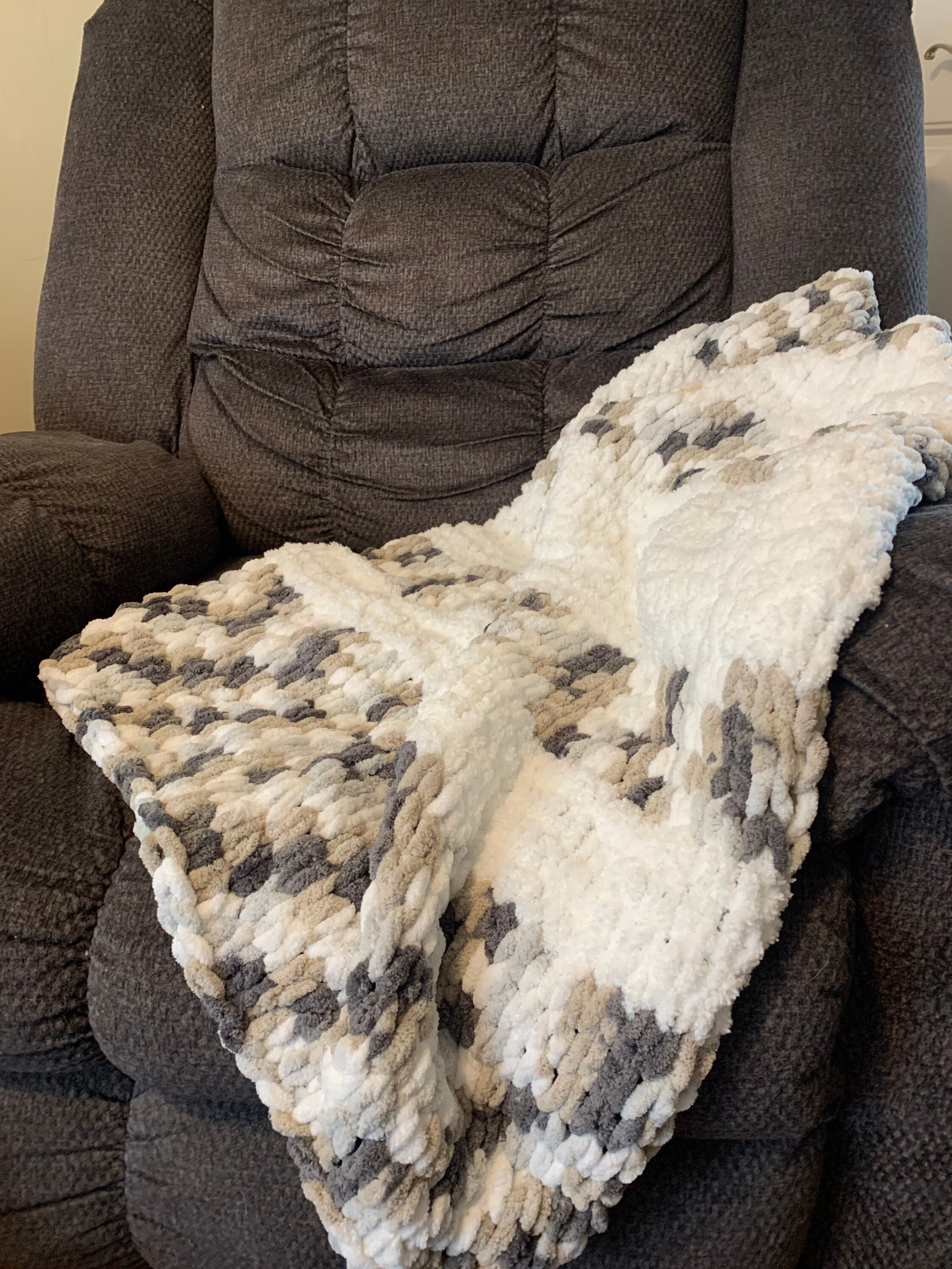 Mixed Browns Gray and White Baby Blanket Etsy