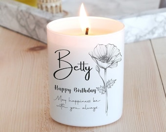 Personalized Happy Birthday Candle, Custom Birthday Candle Gift,  Birthday Celebration Gift Scented Soy Candle