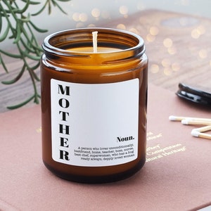 Definition of Mother, Mother&#39;s Day Gift Candle for Mom, Personalized Unique Gift For Mother, Mom Gift from Son, Vegan Soy Candle