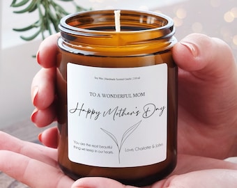 Mother's Day Gift Candle, Personalized Candle for Mom, Custom Soy Candle for Grandma, Happy Mother's Day Gift from Son and Daughter