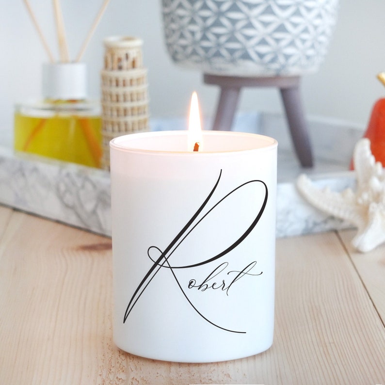 Name on Personalized Candle, Custom Designed Name Gift, Customized Scented Soy Candle image 1