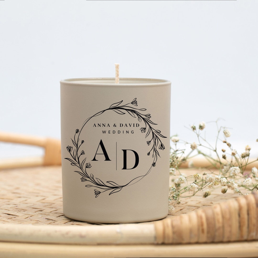 Personalized Wedding Candle Gift, Custom Favor, Name and Date Glass ...