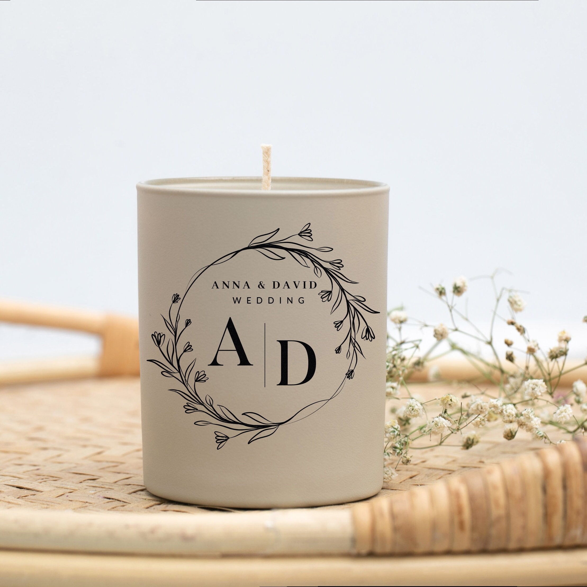 Personalized Wedding Candle Gift, Custom Favor, Name and Date Glass ...