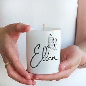 Customized Name Candle, Personalized Unique Gift For Her, Handmade Scented Soy Candle, Butterfly on Name image 3