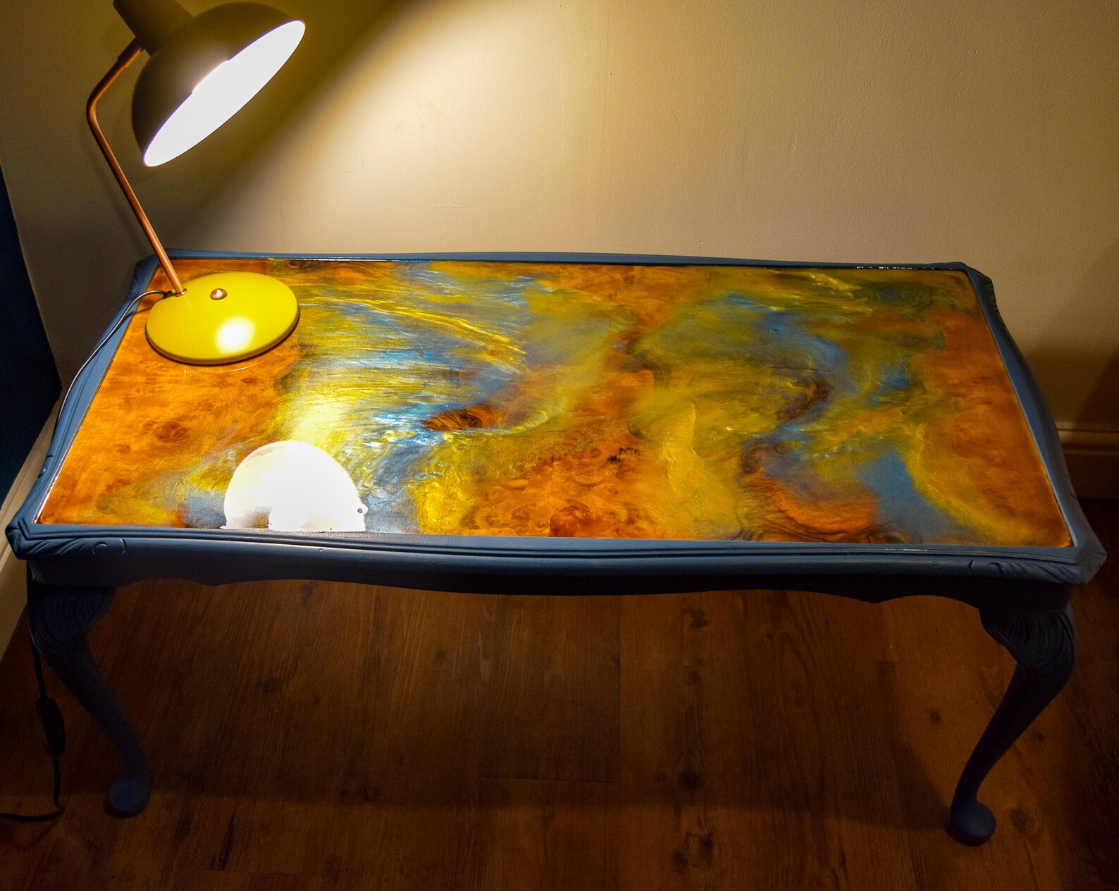 Sold Hand Painted Coffee Table Natural Wood Top With Epoxy Etsy