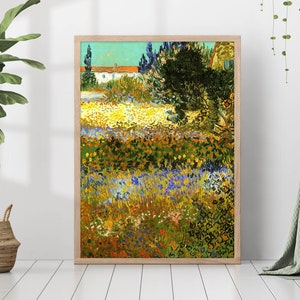 Garden in Bloom Arles Vincent van Gogh Canvas Print Poster Framed Famous Oil Painting Colorful Vibrant Country Vintage Floral Art Room Decor