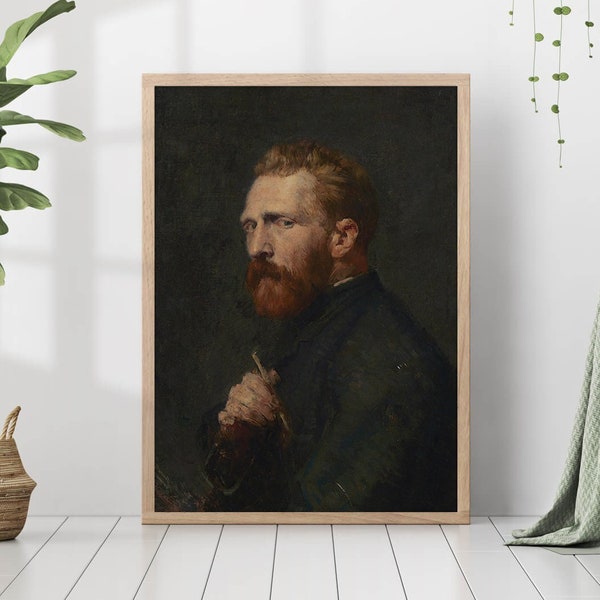 Van Gogh Artist Antique Dark Moody Portrait Dark Academia Wall Art Decor Canvas Oil Painting Reproduction Print Poster Framed Minimalist