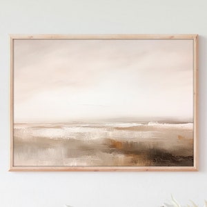 Calming Landscape Abstract Neutral Minimalistic Trendy Wall Art Print Boho Soft Decor Cream Beige Living Room Canvas Framed Printed Poster