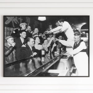 End of Prohibition Black and White Vintage Wall Art Wine Beer Lover Canvas Framed Bar Wall Decor Bartender Poster Printed Wall Art Trendy