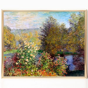 Claude Monet The Rose Bushes in Garden at Montgeron Frame Printed Canvas Famous Artist Classic Oil Painting Reproduction Art Impressionism