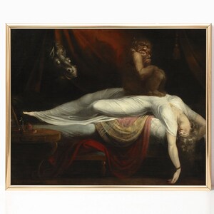 Henry Fuseli The Nightmare Moody Dark Academia Giclee Canvas Print Poster Framed Famous Oil Painting Gothic Vintage Victorian Wall Art Decor