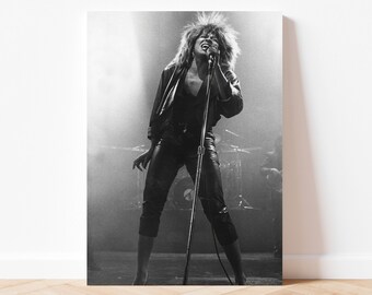 Tina Turner Live Concert Performance Print Singer Music Poster Black & White Retro Vintage Photography Canvas Framed Printed Wall Art Decor