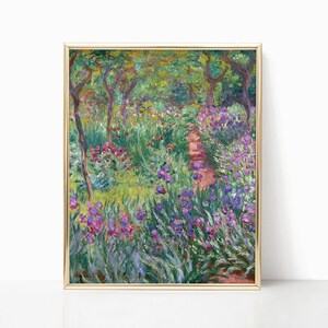 Claude Monet Garden at Giverny Canvas Painting Poster Framed Printed Wall Art Famous Artist Wall Art Prints Trendy Living Room Impressionism