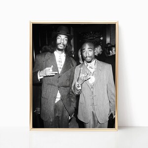 2pac Snoop Dogg Tupac Shakur Music Poster Iconic Rappers Black and White Vintage Print Celebrity Photography Canvas Framed Retro Wall Art