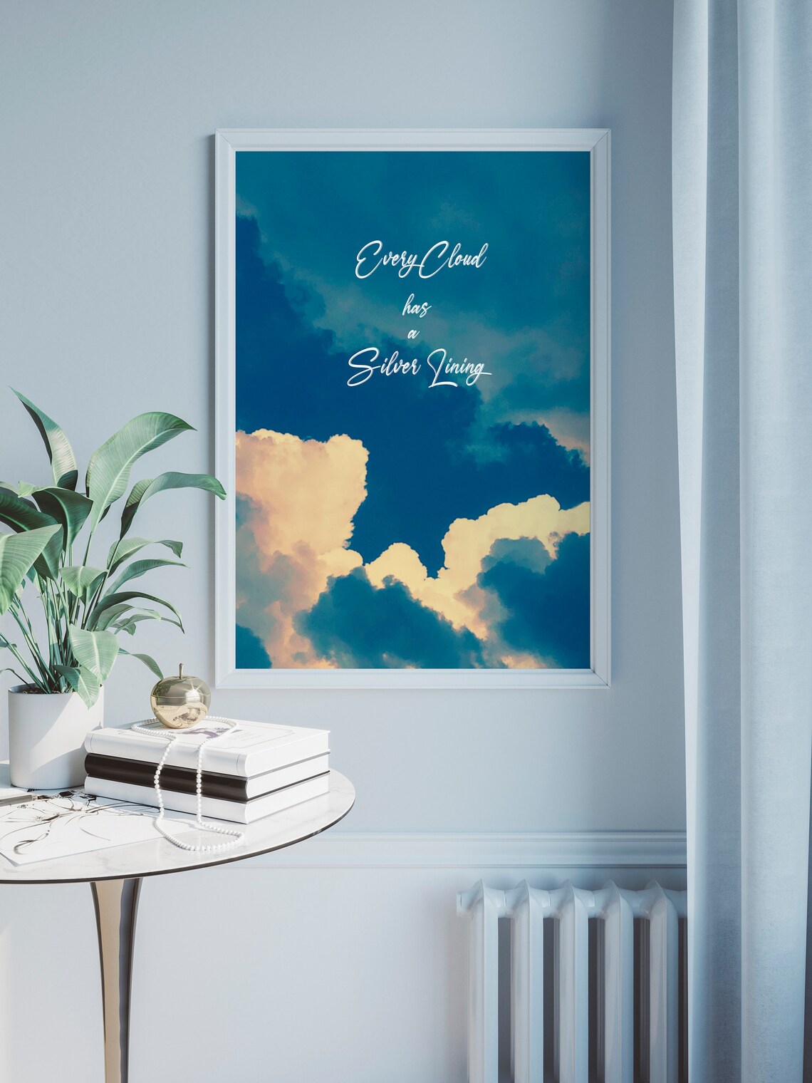 Printable Cloud Wall Art, Printable Art, Blue Cloud Print, New Home ...