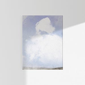 Pintura de acuarela de paisaje de nubes, impresión de nubes, decoración interior de estilo vintage, arte de pared minimalista, arte de pared de dormitorio, regalos para el nuevo hogar