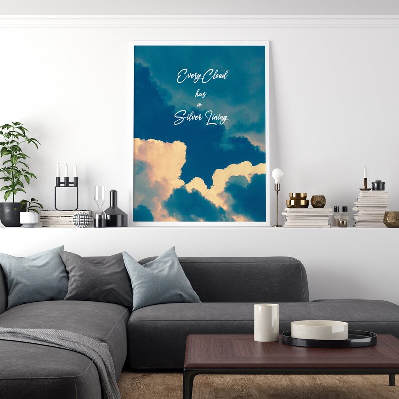 Printable Cloud Wall Art, Printable Art, Blue Cloud Print, New Home ...