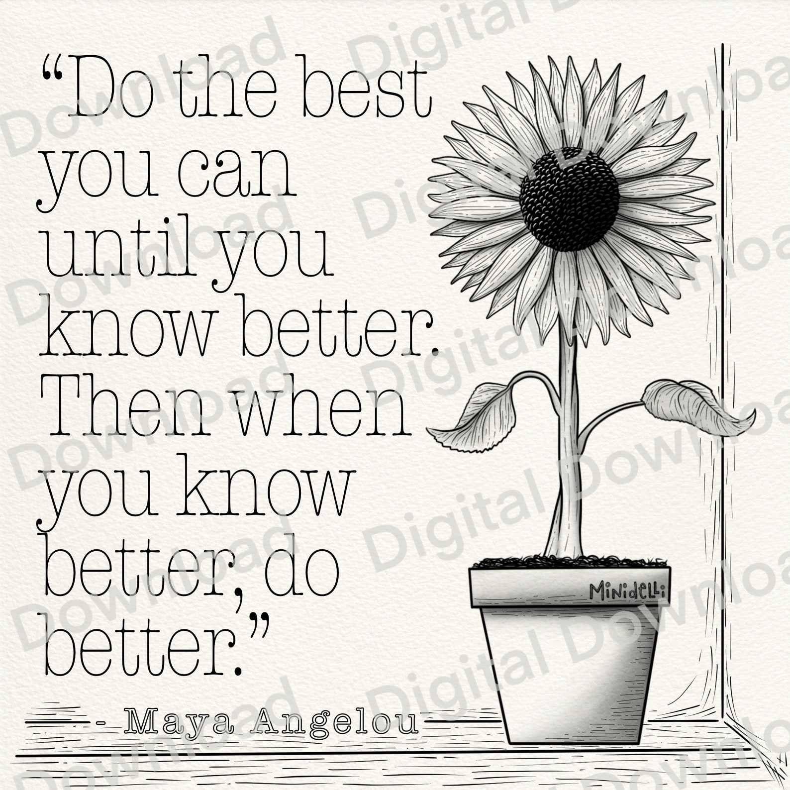 Maya Angelou Citation Sunflower Art Art numérique Etsy